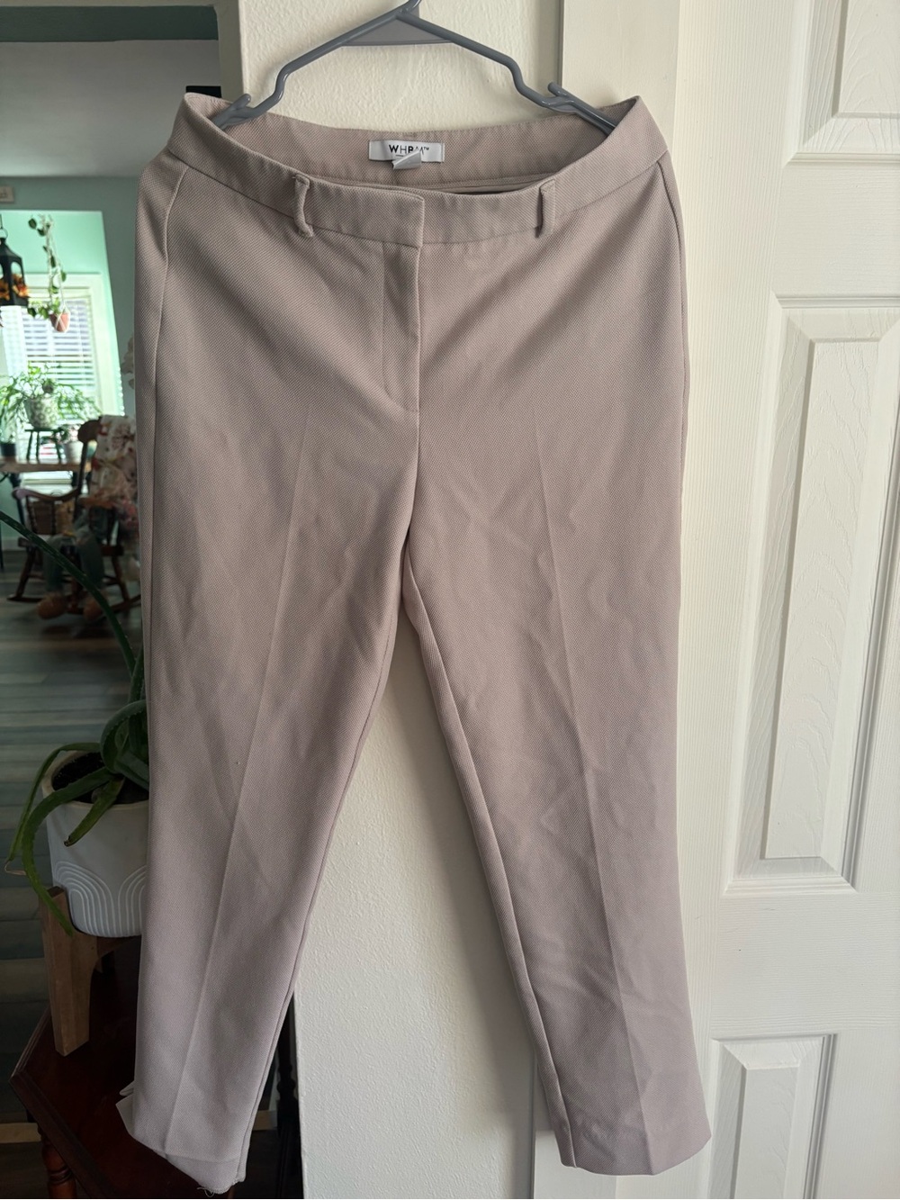 White House Black Market Taupe Straight-Leg Trousers